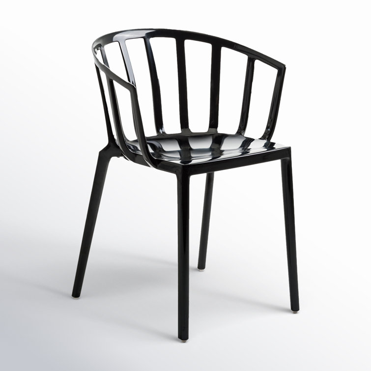 Venice Inspired Black Plastic Stackable Patio Dining Chair