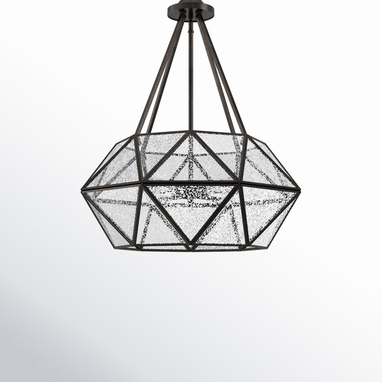 Tartan Geometric 20" Mercury Glass Pendant in Oiled Burnished Bronze