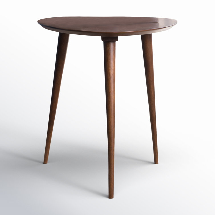 Midcentury Triangular Walnut Wood End Table