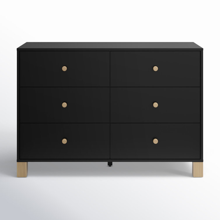 Black and Driftwood 6-Drawer Nursery Dresser