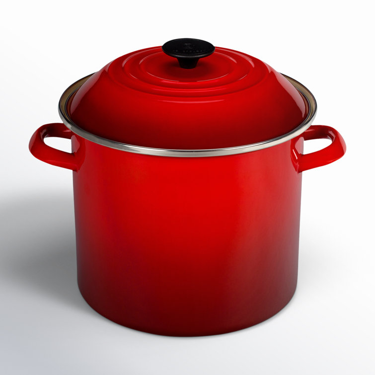 Cerise Red 16 qt Carbon Steel Stockpot with Lid