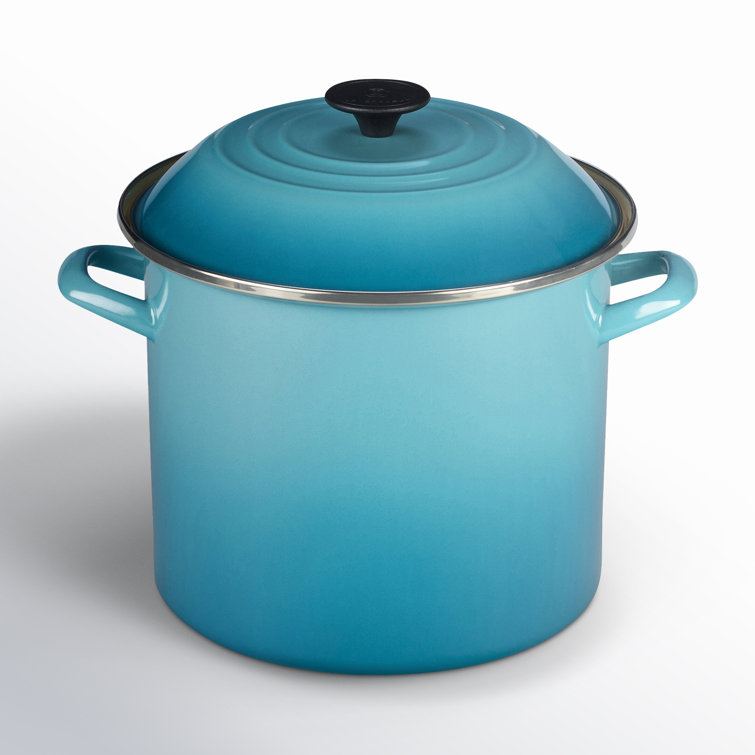Caribbean Blue Enamel Steel 10 Quart Stockpot with Lid