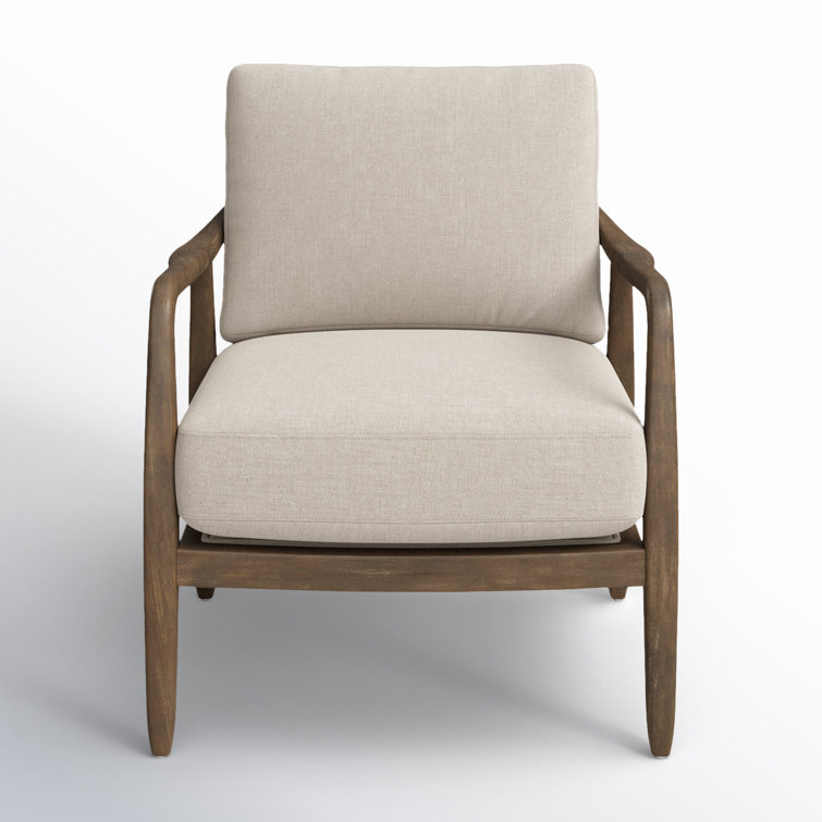 Beige Handcrafted Wood Accent Armchair