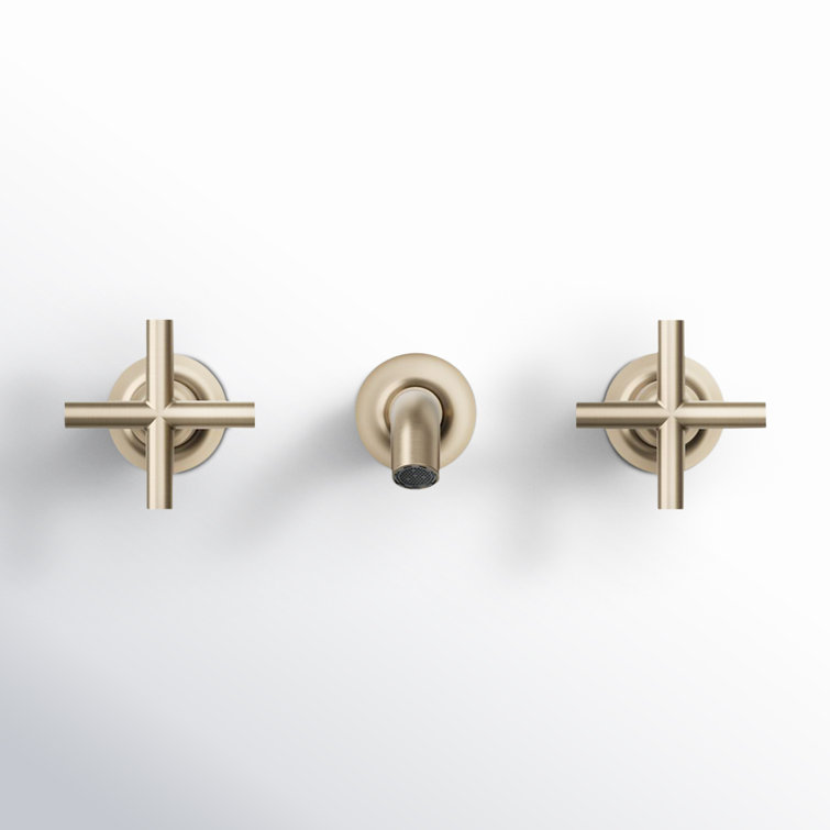 Purist Vibrant Brushed Bronze Double Handle Wall-Mount Bathroom Faucet