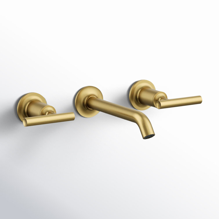Purist Brushed Brass Wall-Mounted Bathroom Faucet