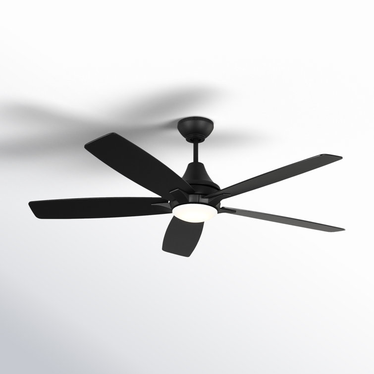 Midnight Black 52'' Solid Wood 5-Blade Ceiling Fan with LED Light and Remote