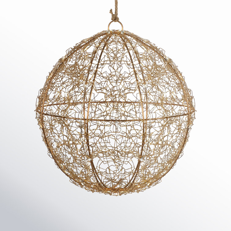 12" Gold Wire Ball with LED Twinkle Lights