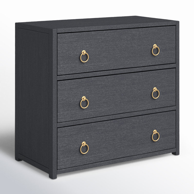 Elin Glam White 3-Drawer Dresser with Gold Metallic Hardware