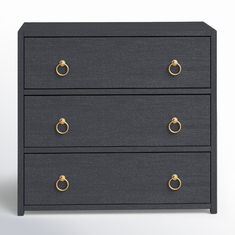 Elin Glam White 3-Drawer Dresser with Gold Metallic Hardware