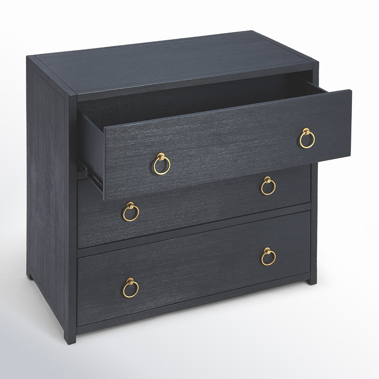 Elin Glam White 3-Drawer Dresser with Gold Metallic Hardware