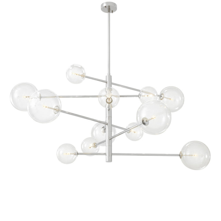 Argento 97" Nickel Finish Asymmetrical 12-Light Sputnik Chandelier
