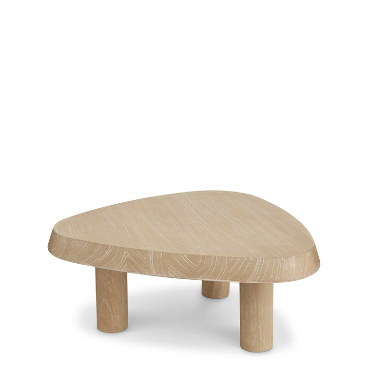 Scandinavian-Inspired Pebble-Shaped Brown Wooden Coffee Table