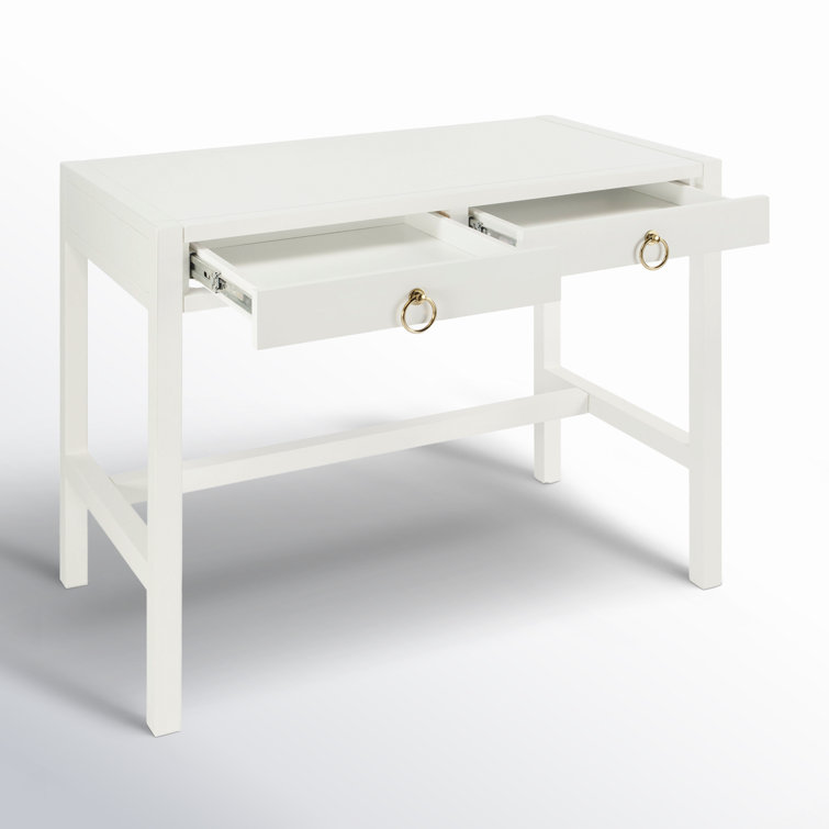 Elin Contemporary White Wood Writing Desk with Drawers