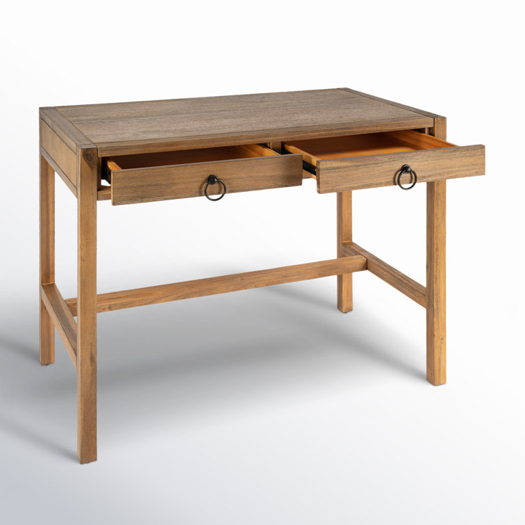 Elin 116'' Natural Wood Writing Desk with Drawers