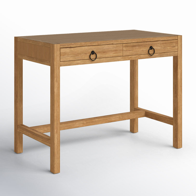 Elin 116'' Natural Wood Writing Desk with Drawers