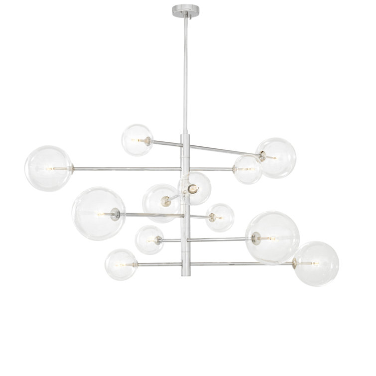 Argento 97" Nickel Finish Asymmetrical 12-Light Sputnik Chandelier