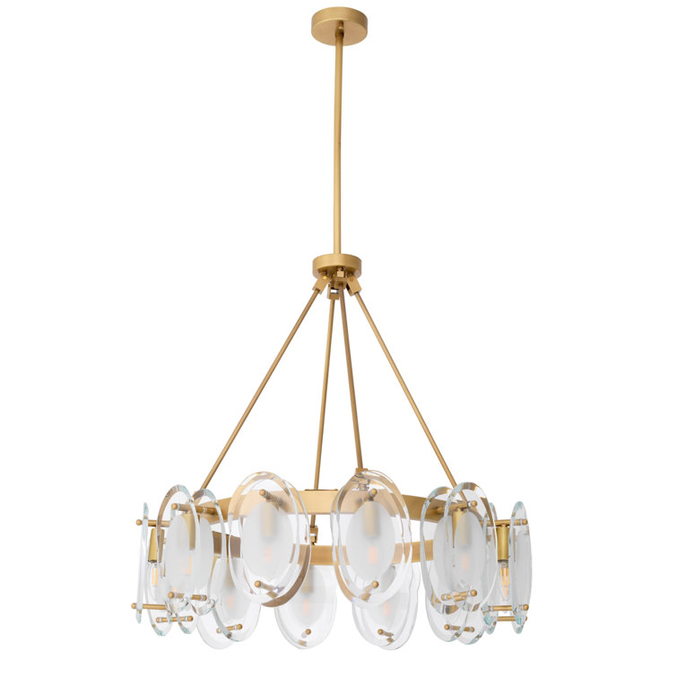 Sublime Antique Brass 12-Light Wagon Wheel Chandelier