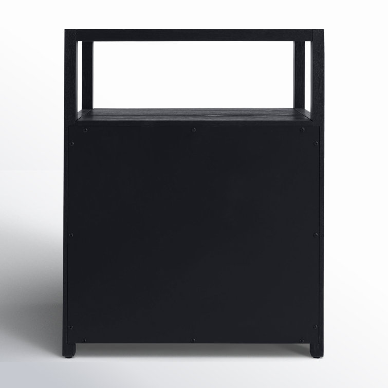 Lark Minimalist Navy 2-Drawer Nightstand with Open Shelf