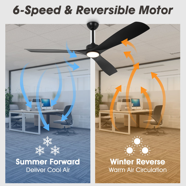 60" Black Industrial Ceiling Fan with LED Light and Remote