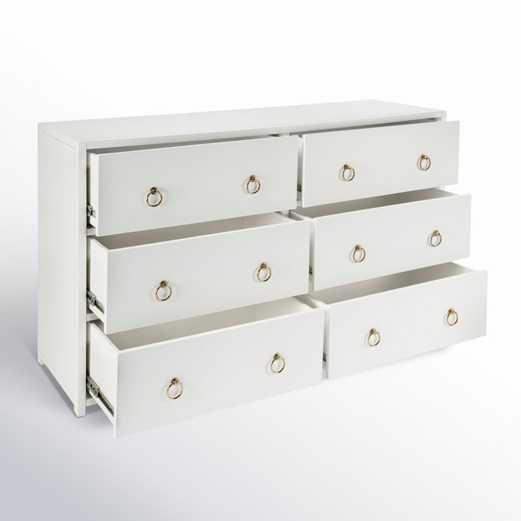 Elin Glam White Double Dresser with Dovetail Drawers