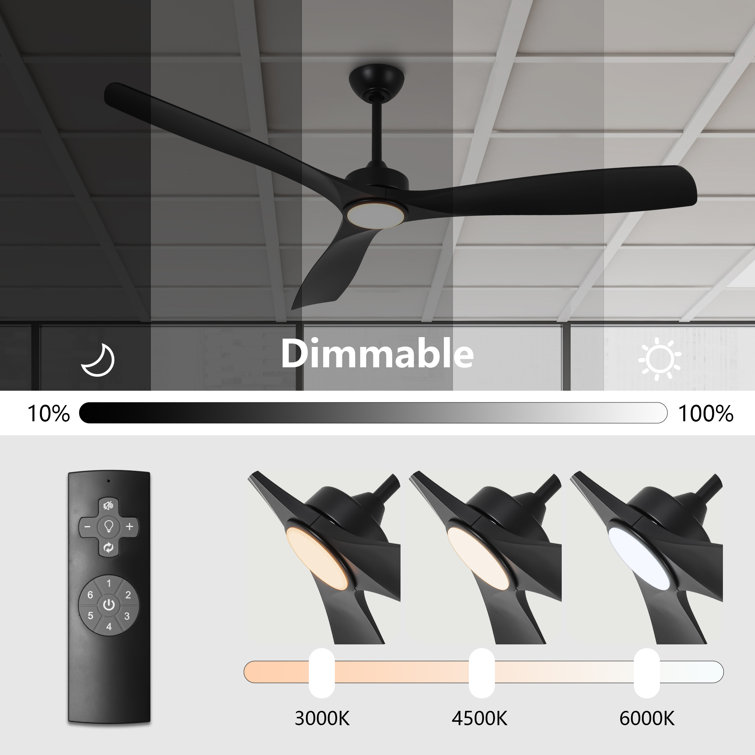 60" Black Industrial Ceiling Fan with LED Light and Remote