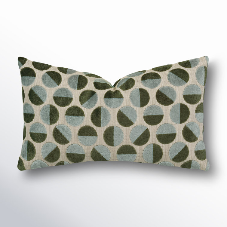 Spa Green and Beige Rayon Rectangular Decorative Pillow