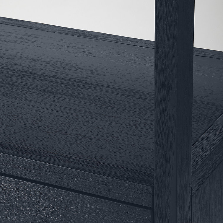 Elin Navy Blue and Gold Tall Modern Bookcase with Storage Drawer