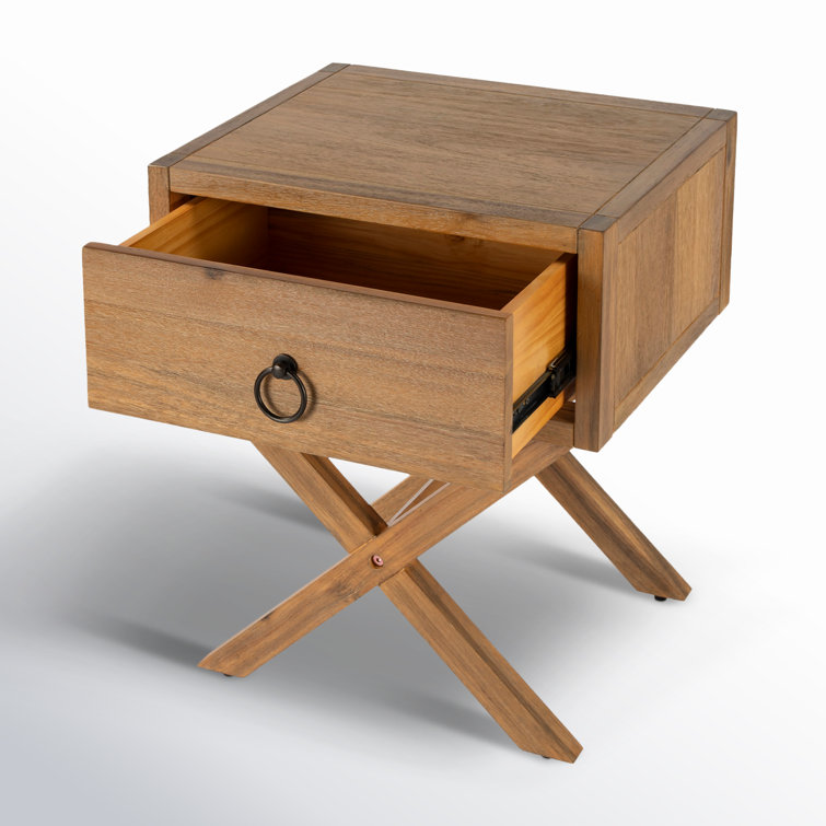 Lark Natural Wood and Metal 90" Rectangular End Table with Storage
