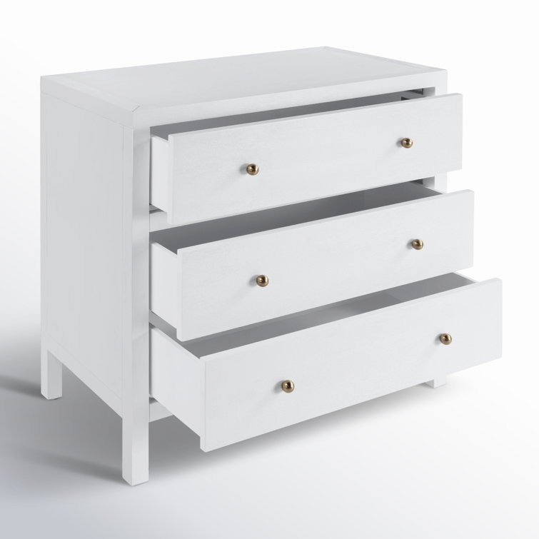 Nora White 34" Traditional 3-Drawer Chest with Soft Close