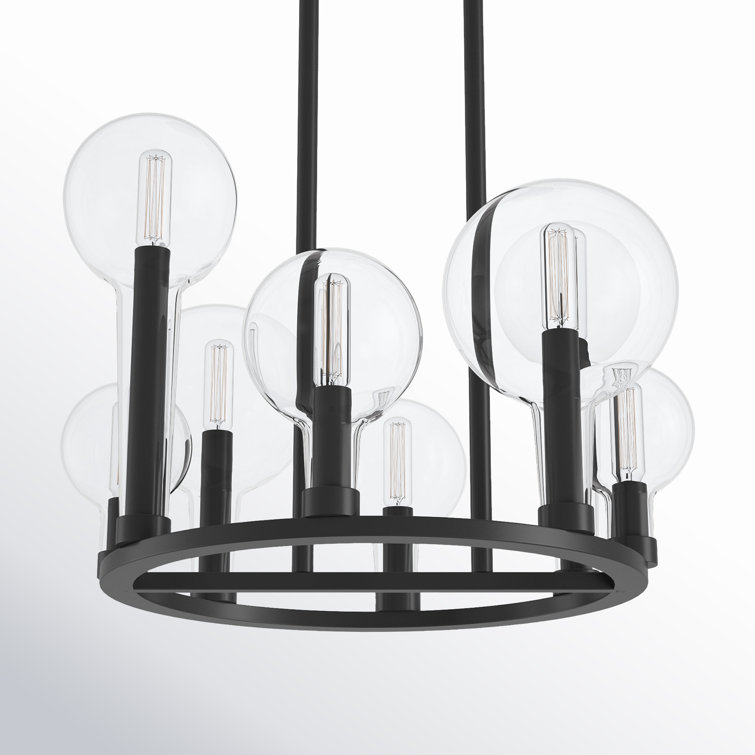 Alchemy Black Cage 8-Light Chandelier with Clear Glass