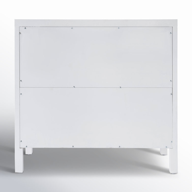 Nora White 34" Traditional 3-Drawer Chest with Soft Close