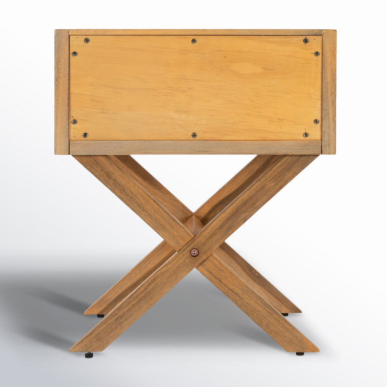 Lark Natural Wood and Metal 90" Rectangular End Table with Storage