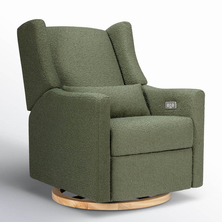 Eco-Friendly Olive Boucle Swivel Recliner with USB Port