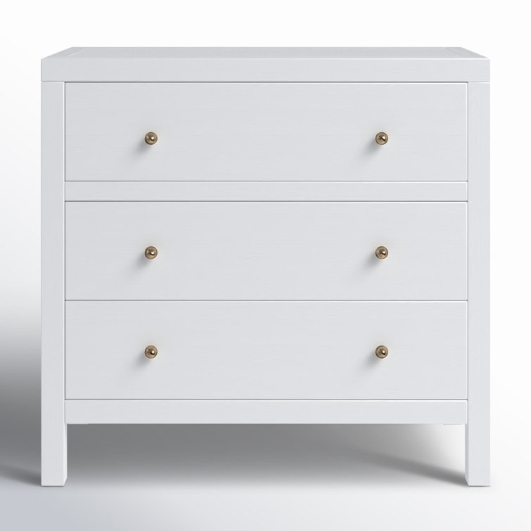 Nora White 34" Traditional 3-Drawer Chest with Soft Close