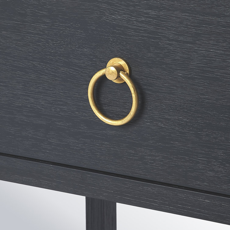 Lark Navy Blue Rectangular End Table with Gold Metallic Hardware
