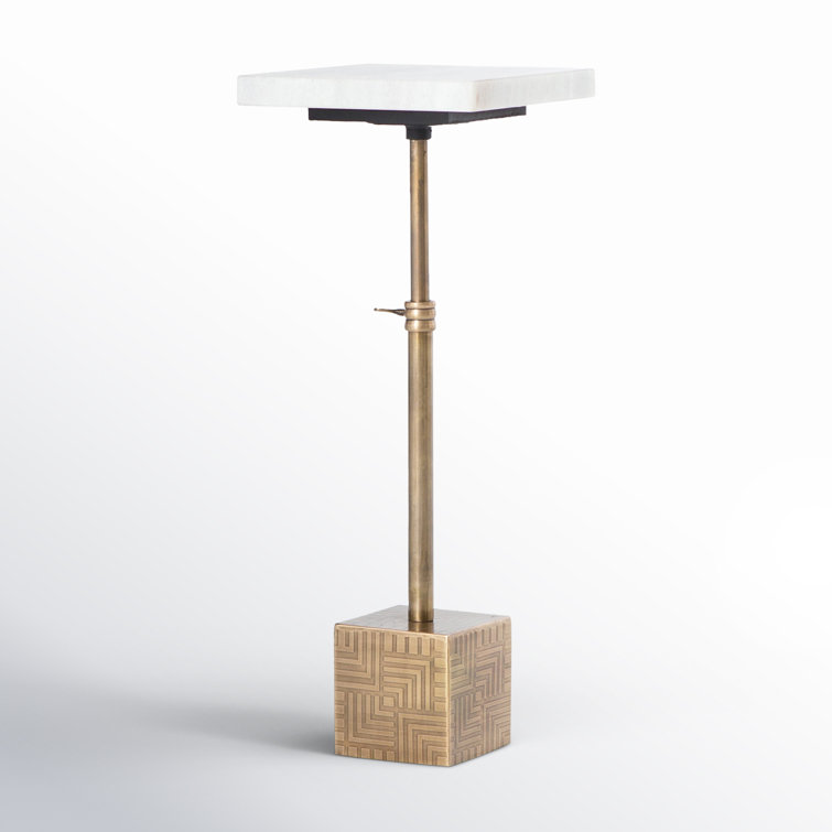 Astrid Gold and White Marble Square Accent Table