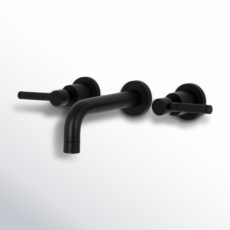 Matte Black Brass Two-Handle Wall Mount Bathroom Faucet