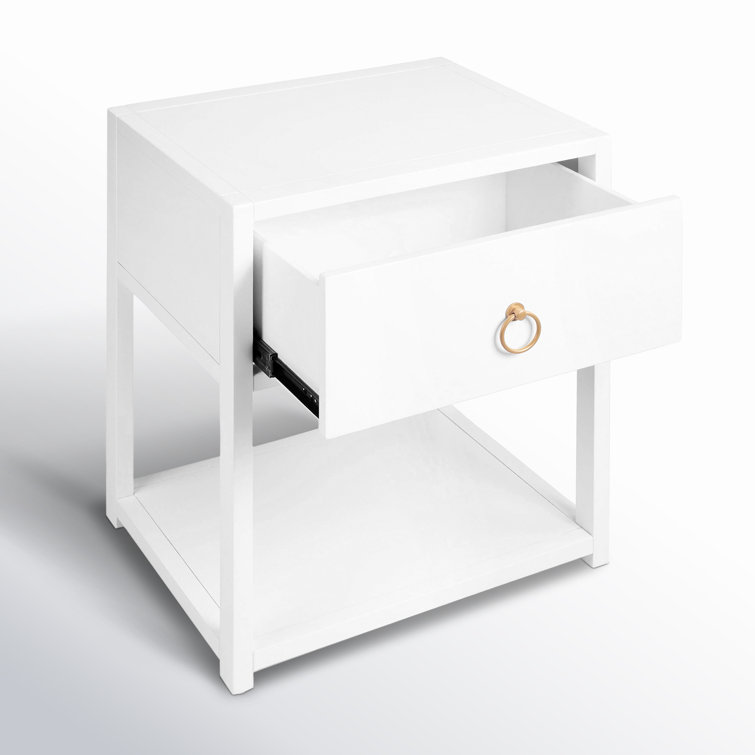 Luxe Gold & White Square End Table with Storage Shelf