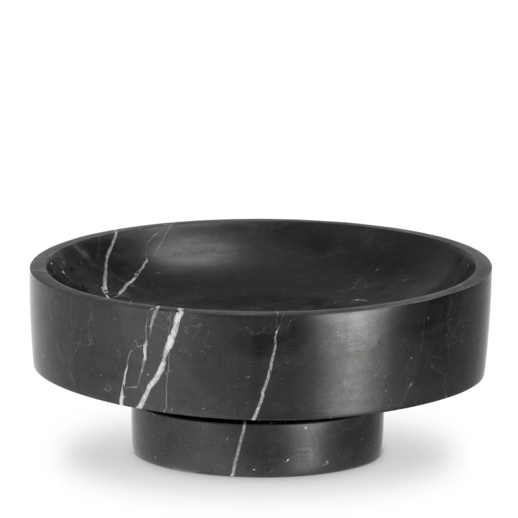 Santiago Honed Black Marble Decorative Bowl