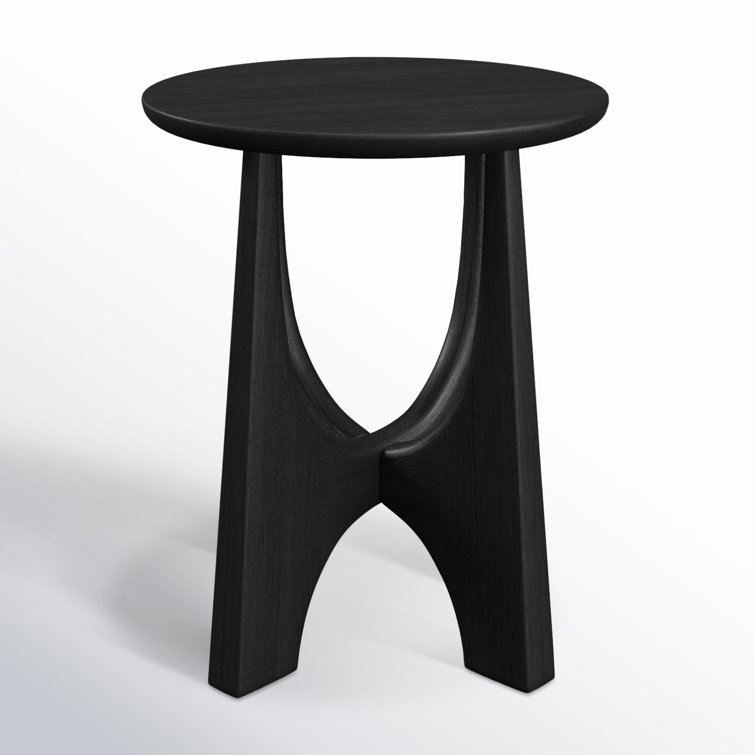 Black Round Solid and Manufactured Wood End Table
