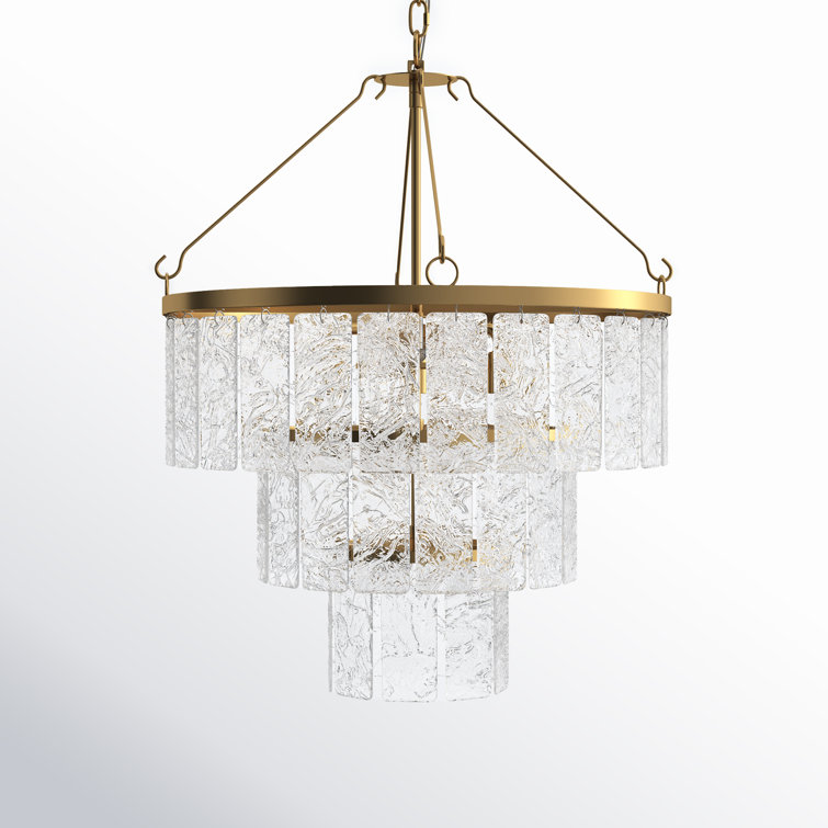 Marjory Gold 3-Tier Chandelier with Clear Textured Glass