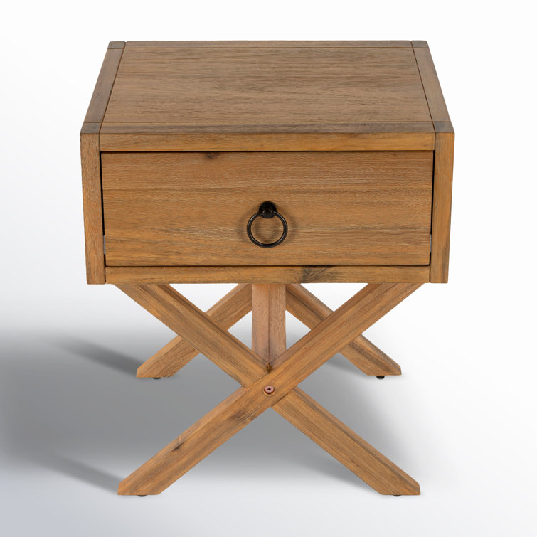 Lark Natural Wood and Metal 90" Rectangular End Table with Storage