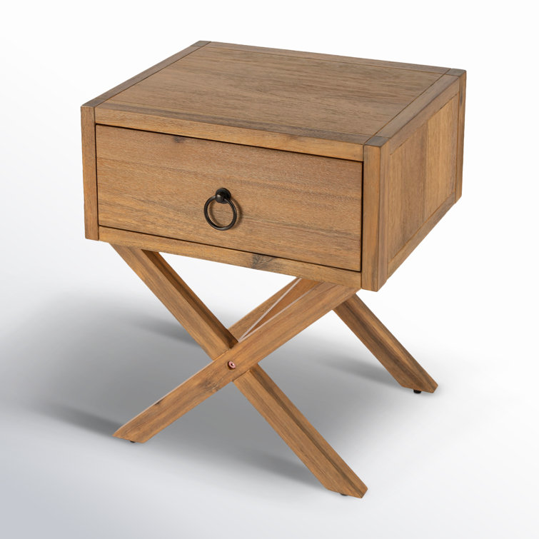 Lark Natural Wood and Metal 90" Rectangular End Table with Storage