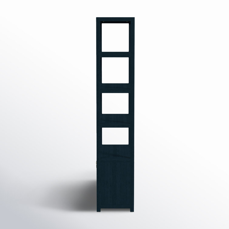 Navy Blue Wood Adjustable Etagere Bookcase with Doors