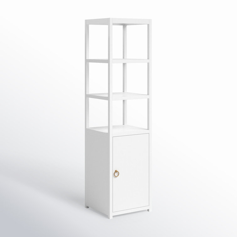 White Adjustable Traditional Bookcase with Doors