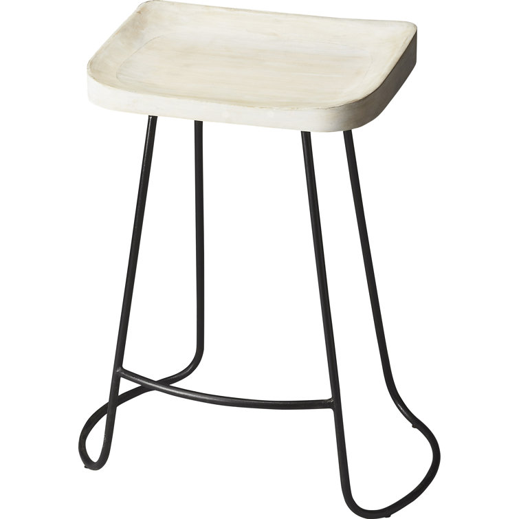 Alton White Mango Wood and Iron Backless Counter Stool