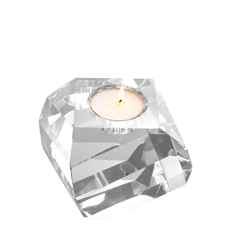 Faceted Clear Crystal Tealight Candle Holder