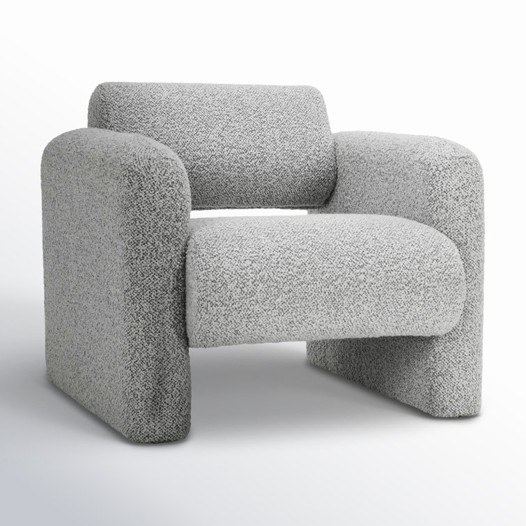 Mercury Gray Handcrafted Boucle Fabric Accent Chair