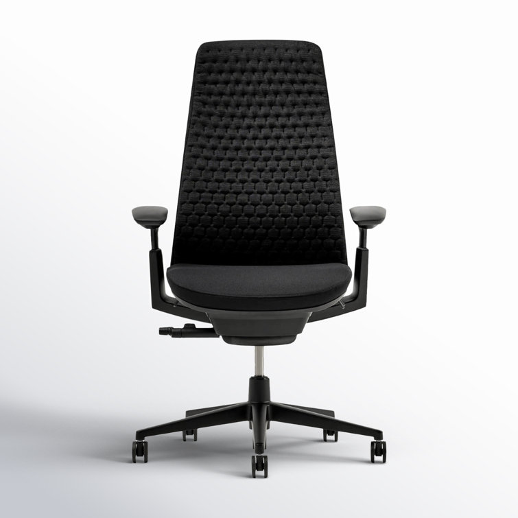 Charcoal Black Ergonomic Task Chair with Adjustable Arms and Aluminum Frame