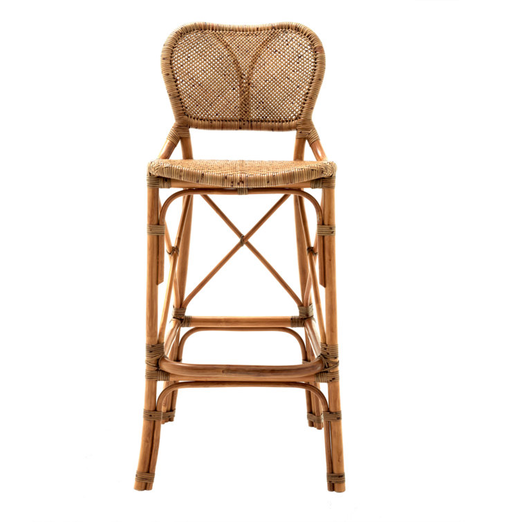 Colony Handwoven Rattan Bar Stool in Honey Finish